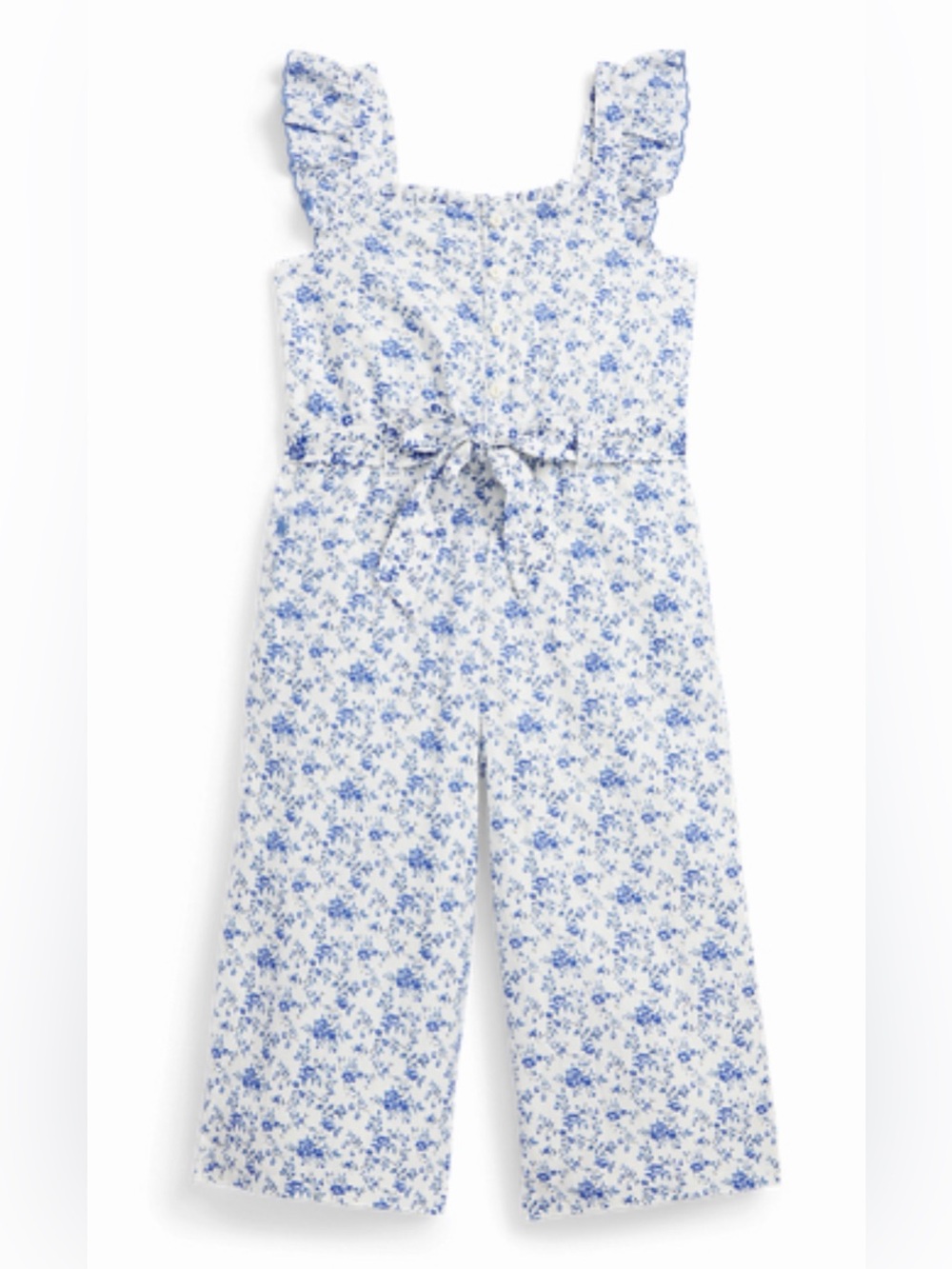 Polo Ralph Lauren Romper Jumpsuit Girls 7 Blue Floral Sleeveless Linen/Cotton